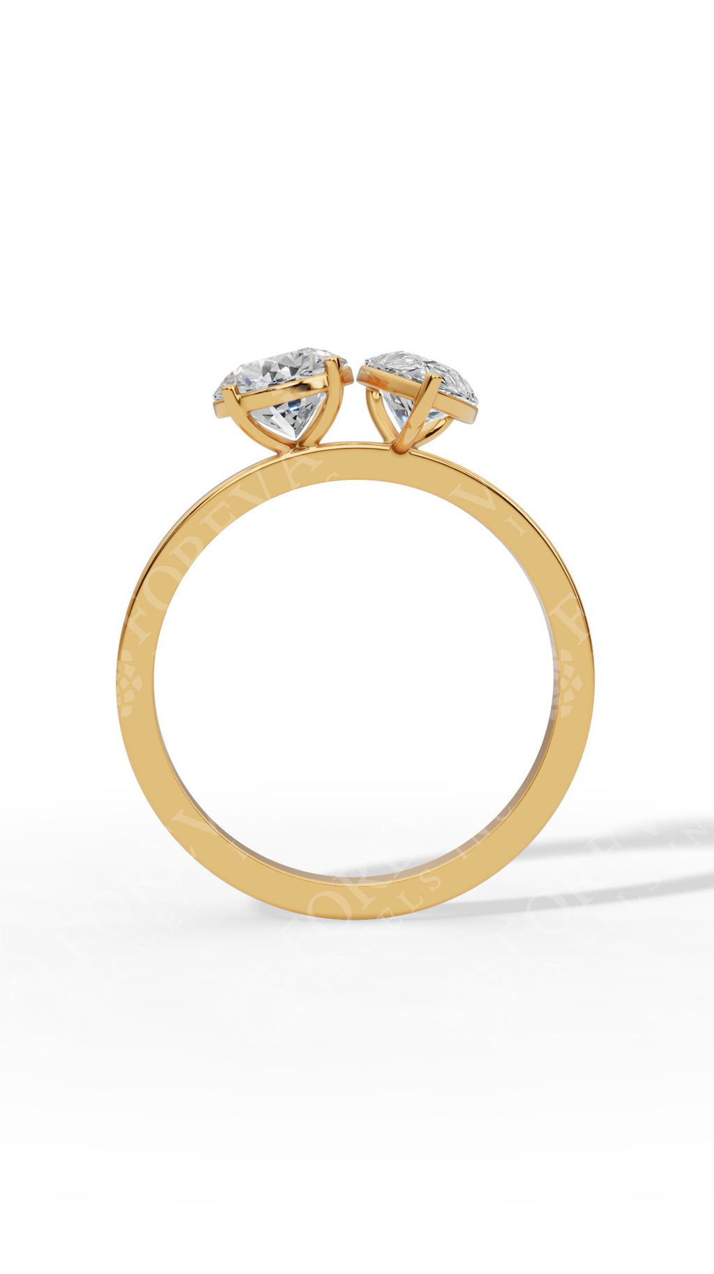 Toi Et Moi Pear And Round Cut Ring 18K Yellow Gold 1.65 CTW