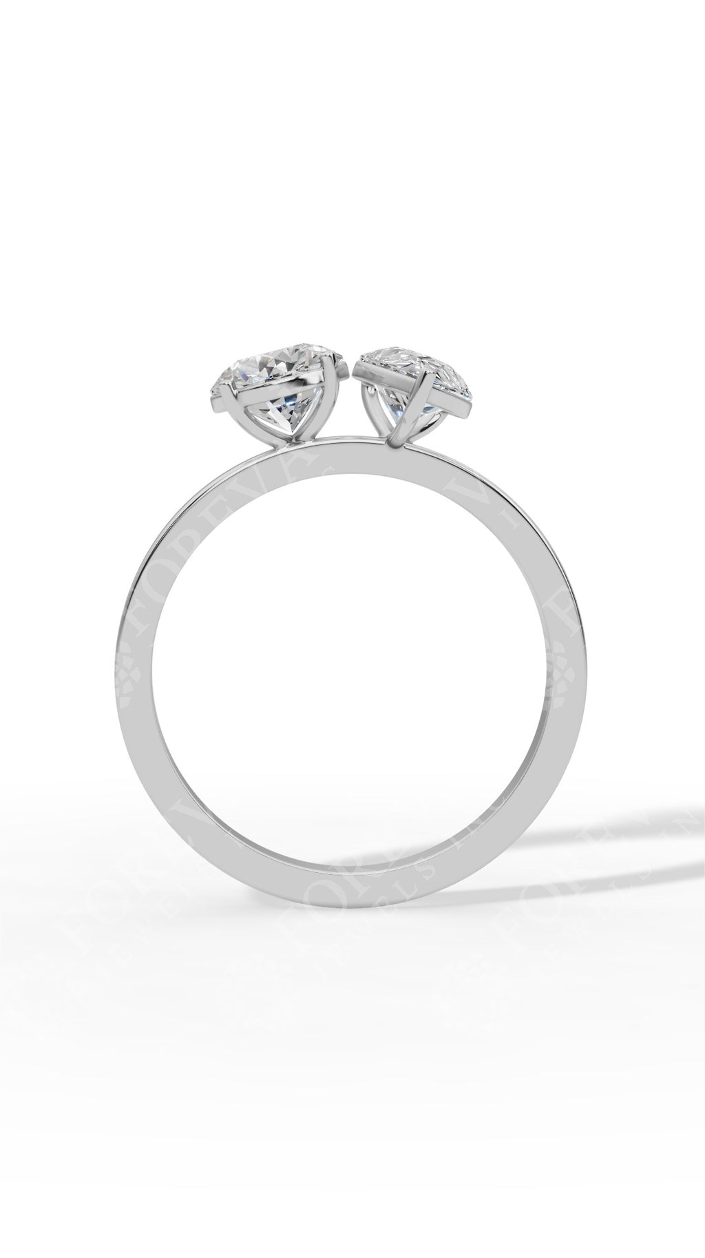 Toi Et Moi Pear And Round Cut Ring 925 Sterling Silver 1.65 CTW