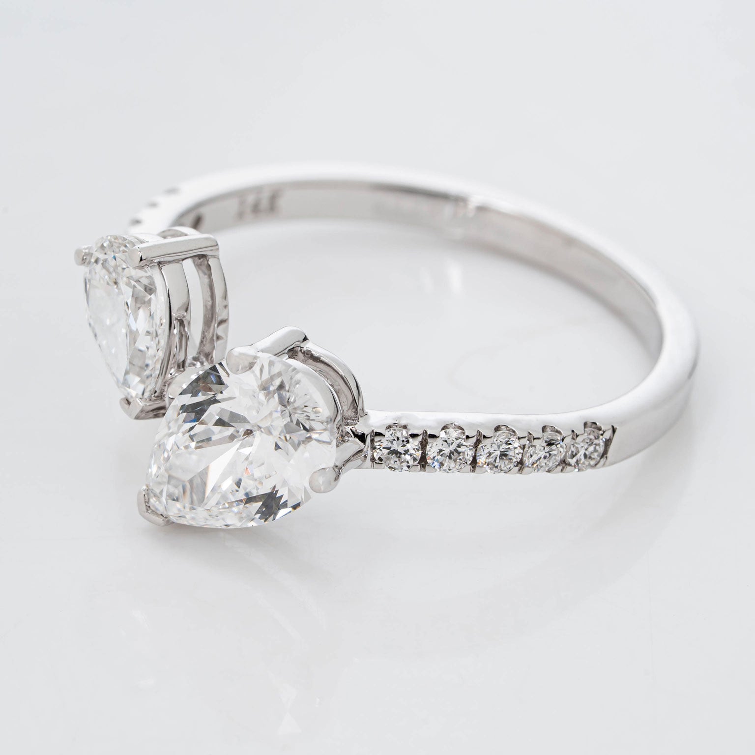 Toi Et Moi Pear Cut Lab Grown Diamond Ring 18k white gold