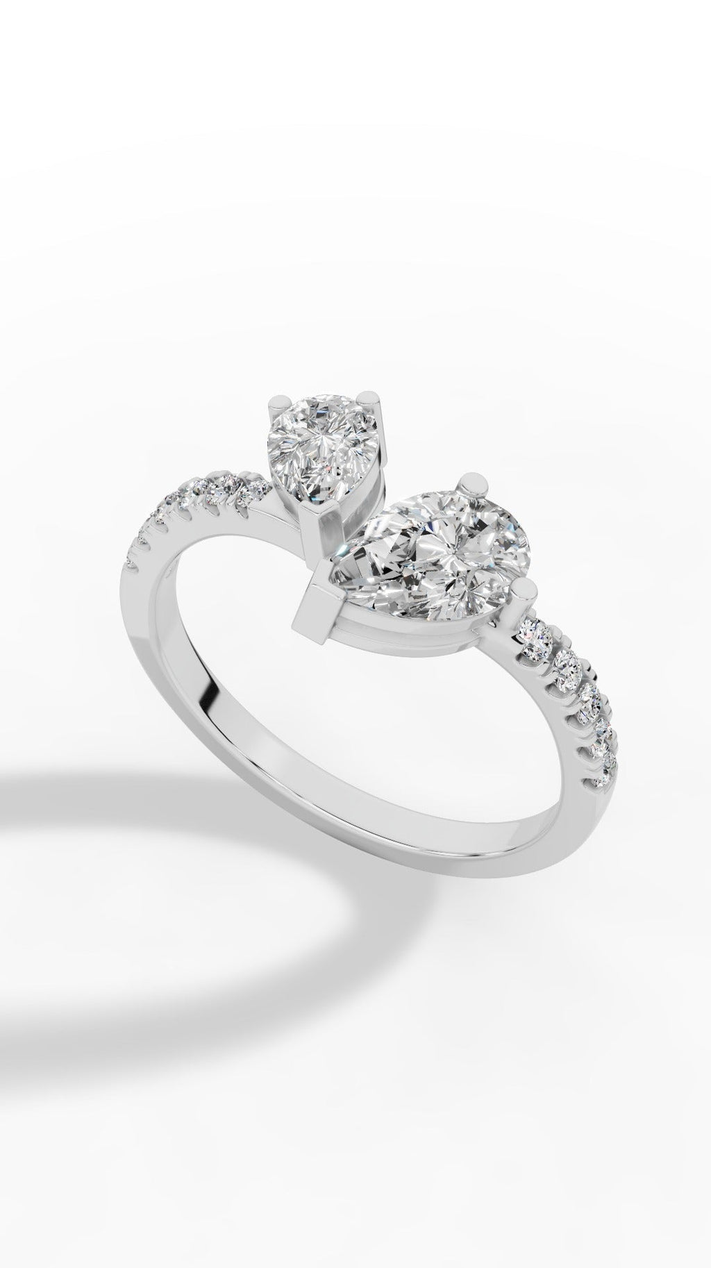 Toi Et Moi Pear Cut Ring 18K White Gold 1.5 CTW