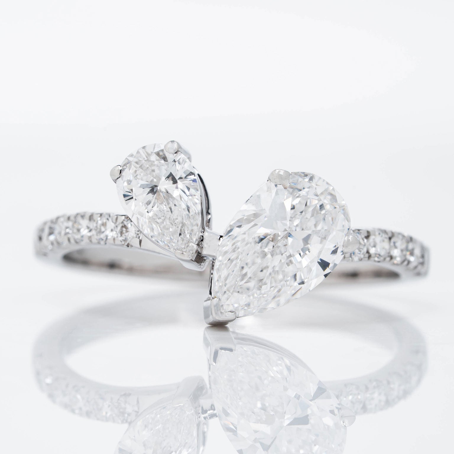 Toi Et Moi Pear Cut Lab Grown Diamond Ring
