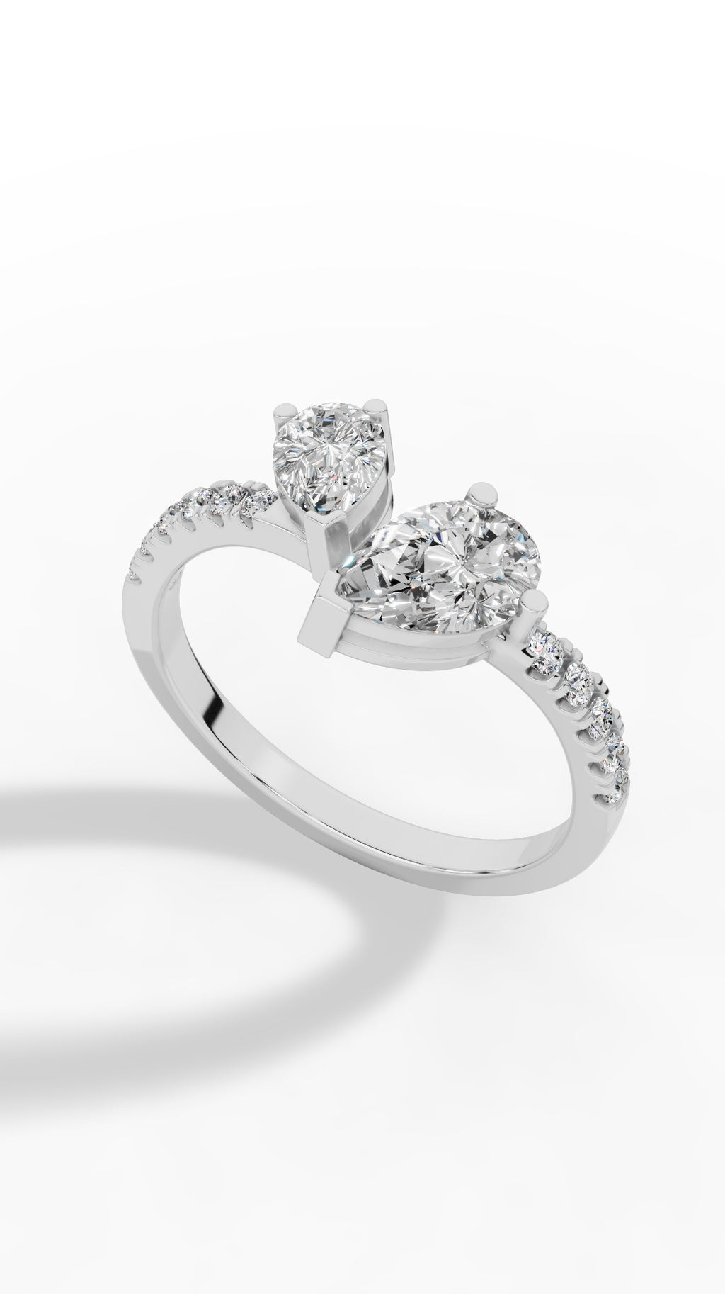 Toi Et Moi Pear Cut Ring 10K White Gold 1.5 CTW