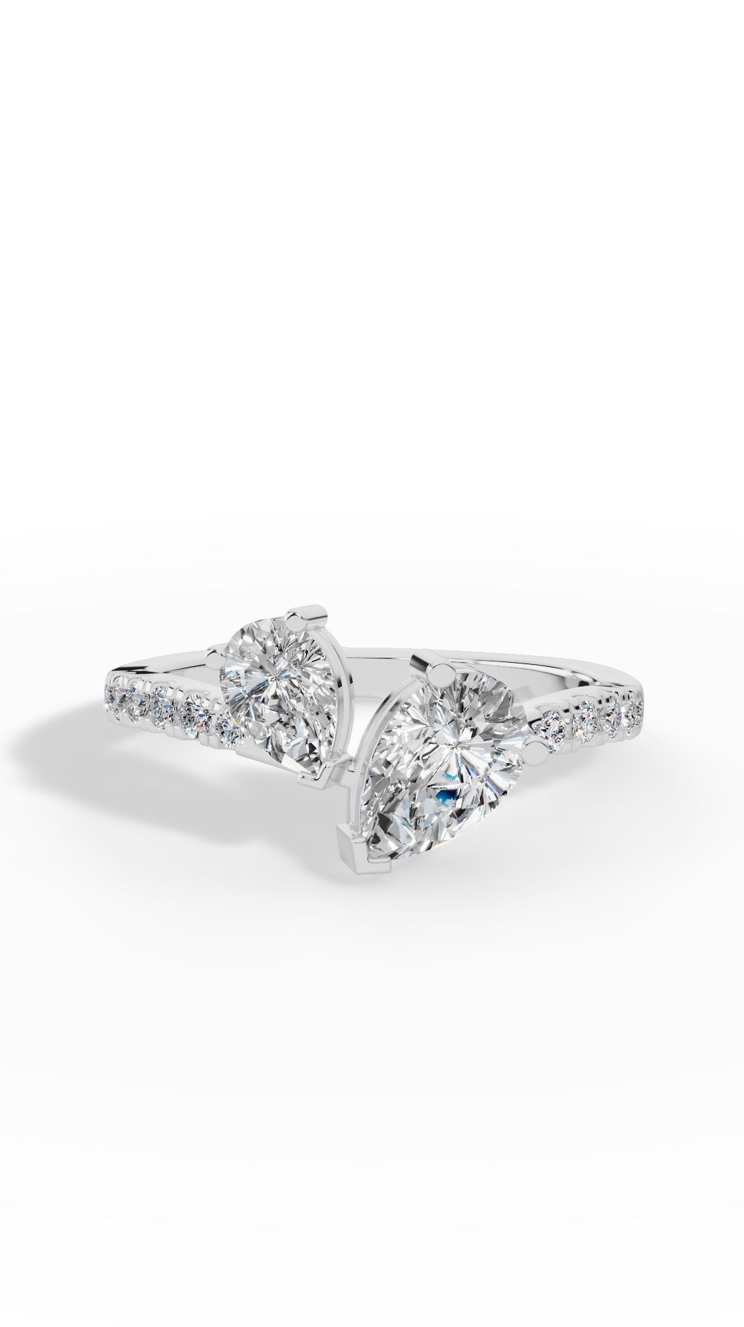 Toi Et Moi Pear Cut Ring 10K White Gold 1.5 CTW