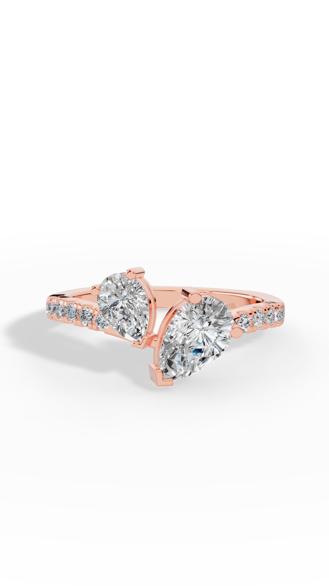 Toi Et Moi Pear Cut Ring 14K Rose Gold 1.5 CTW