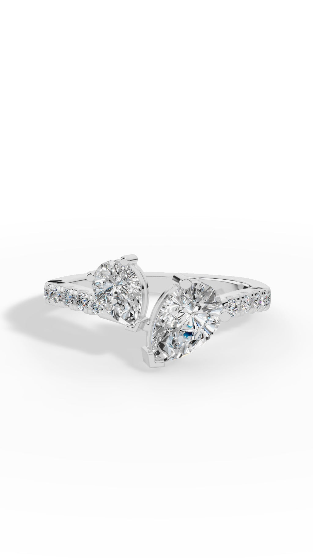 Toi Et Moi Pear Cut Ring 14K White Gold 1.5 CTW