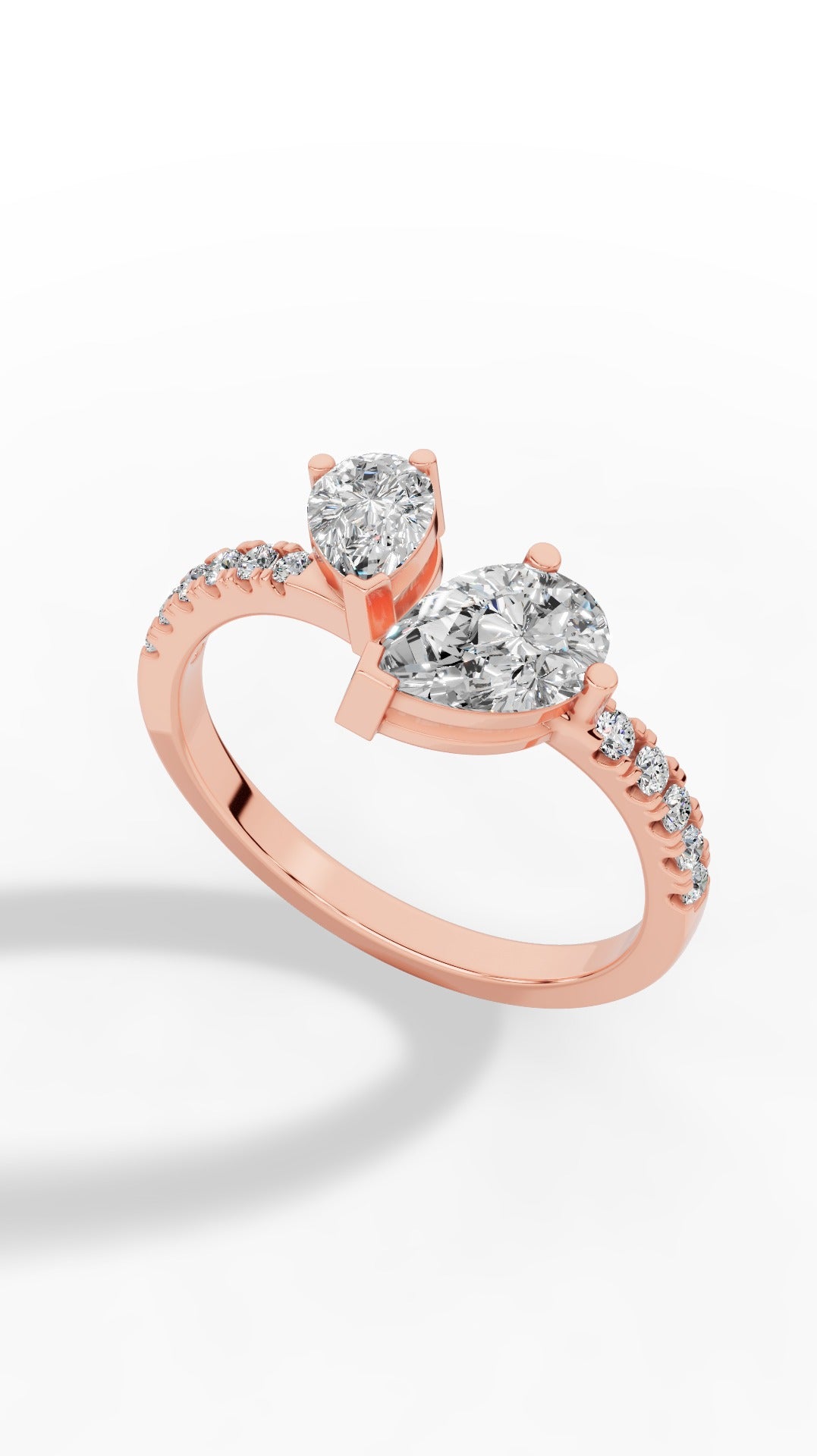 Toi Et Moi Pear Cut Ring 18K Rose Gold 1.5 CTW