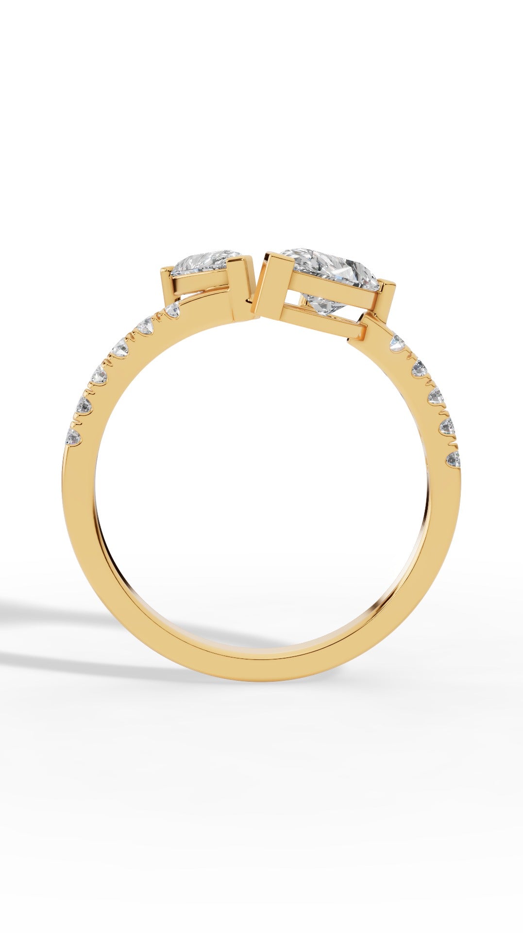 Toi Et Moi Pear Cut Ring 18K Yellow Gold 1.5 CTW