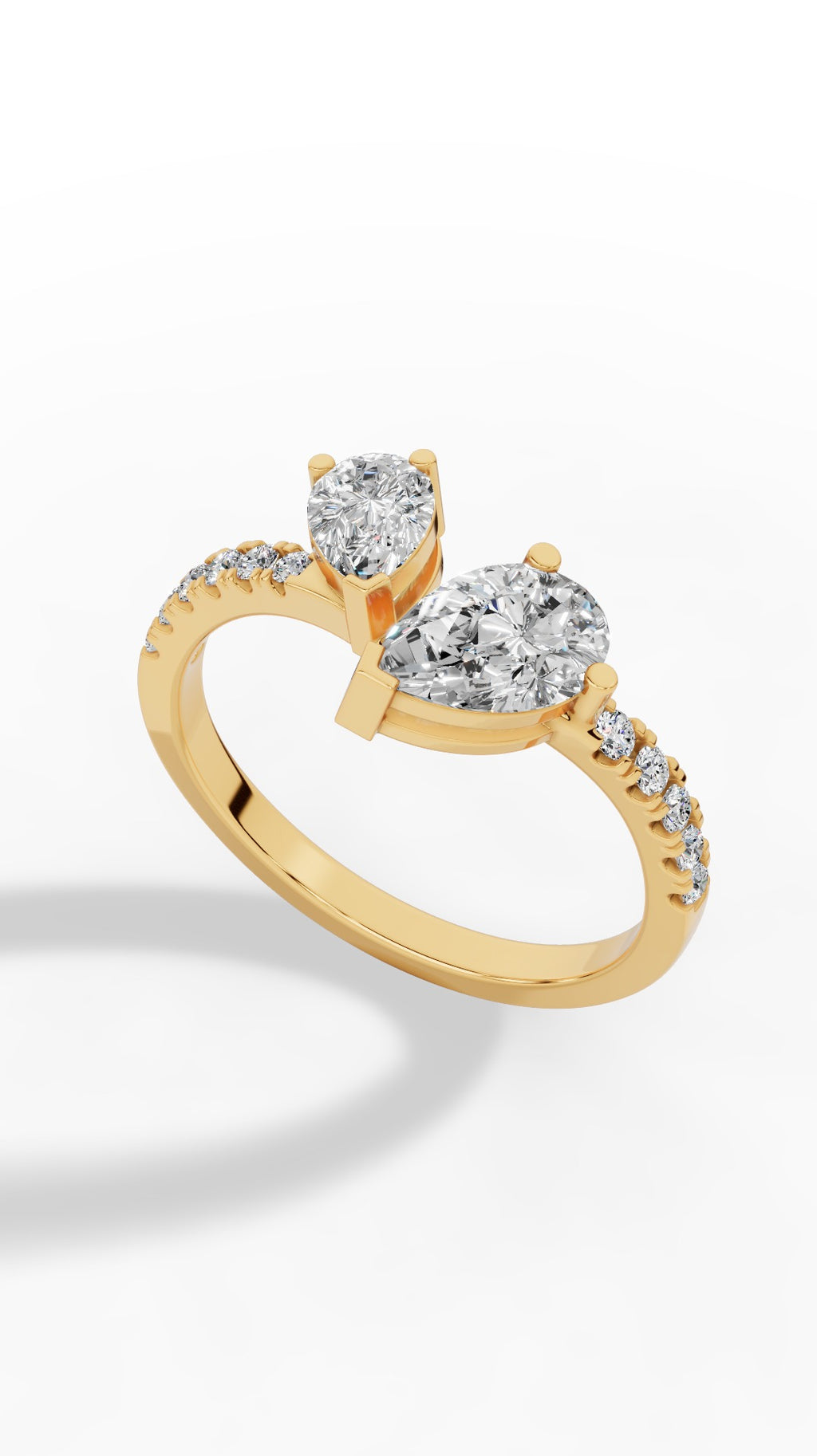 Toi Et Moi Pear Cut Ring 18K Yellow Gold 1.5 CTW
