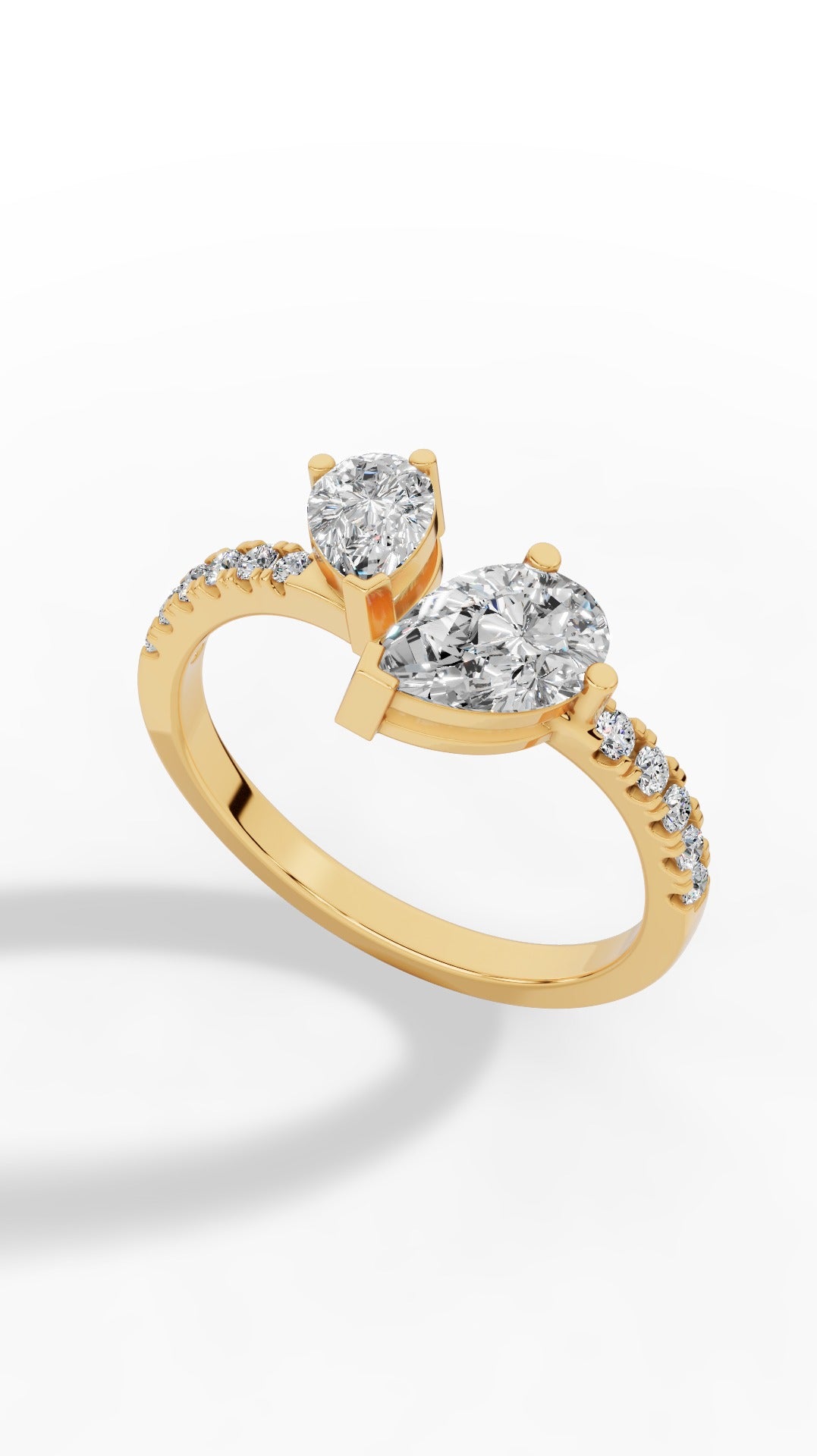 Toi Et Moi Pear Cut Ring 18K Yellow Gold 1.5 CTW