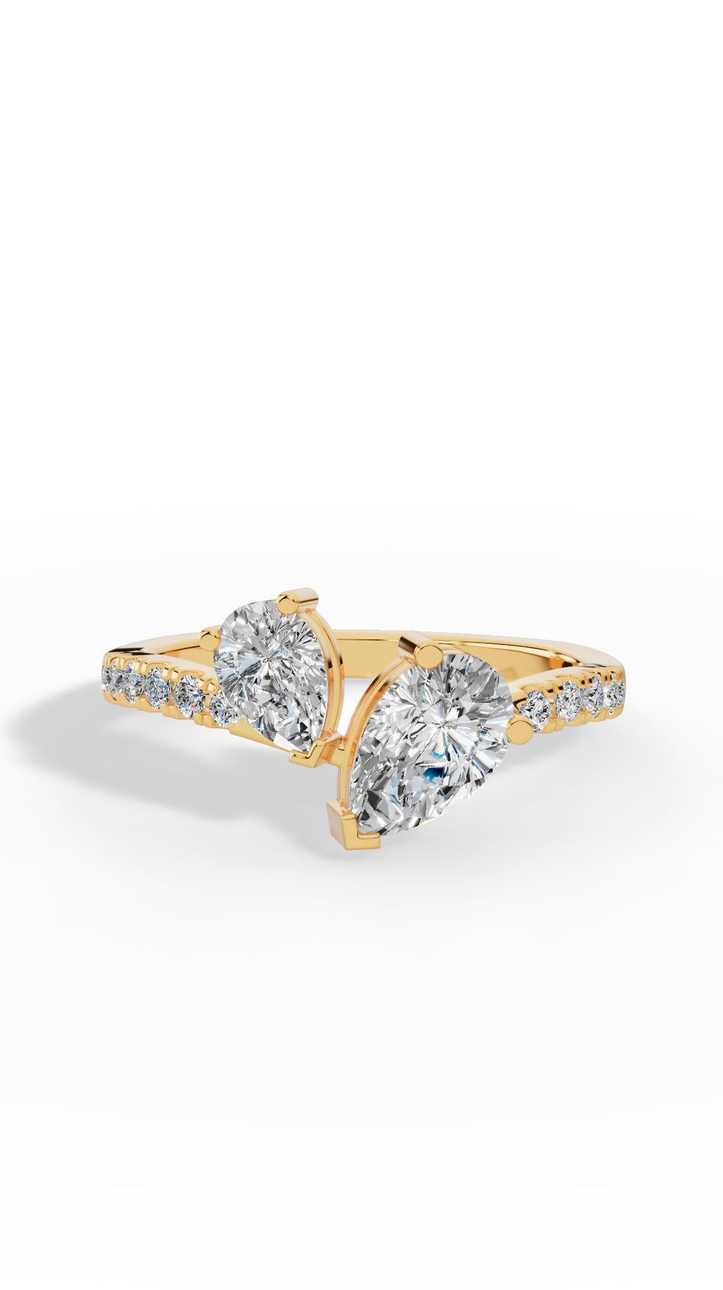 Toi Et Moi Pear Cut Ring 18K Yellow Gold 1.5 CTW