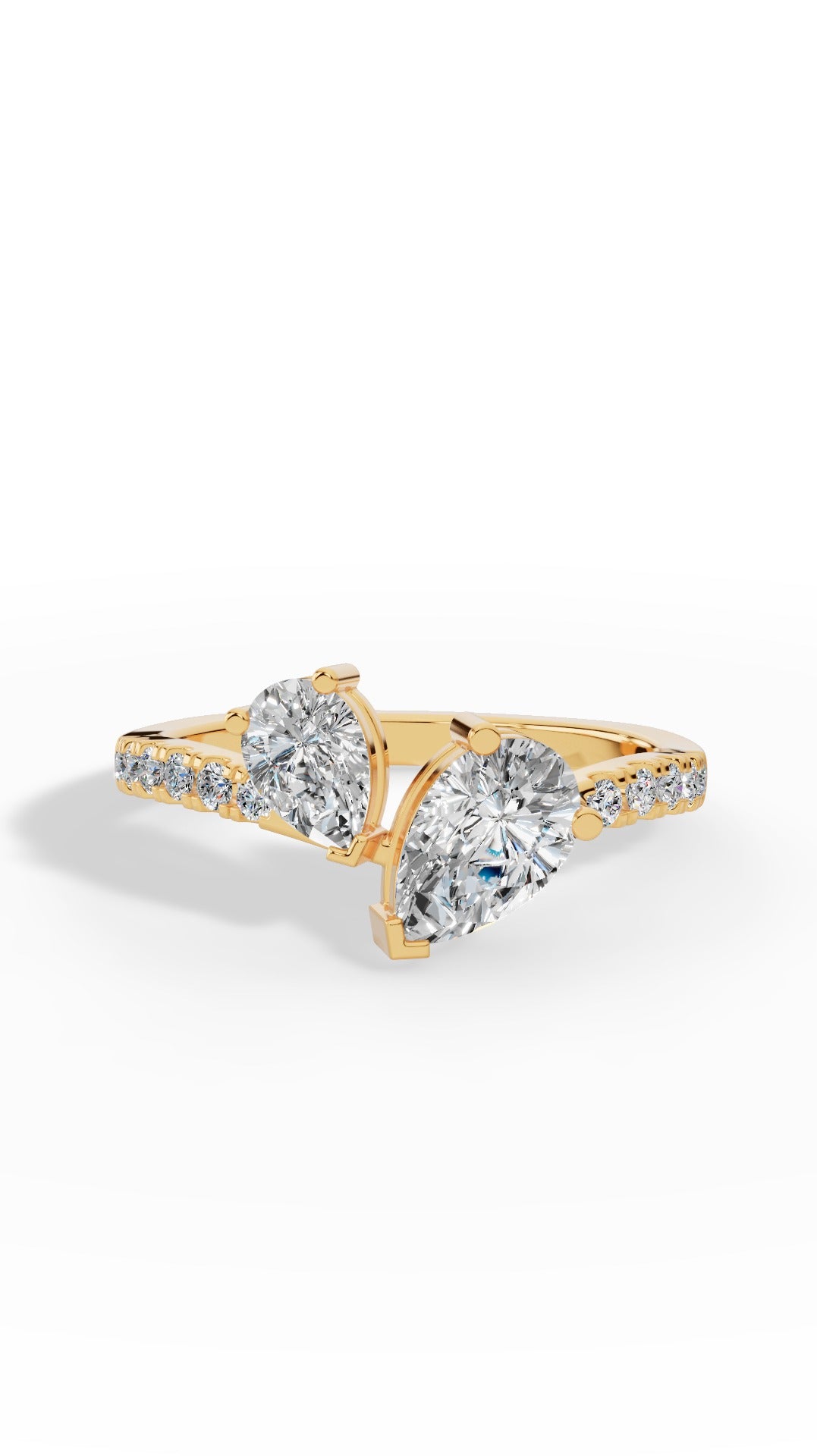 Toi Et Moi Pear Cut Ring 18K Yellow Gold 1.5 CTW
