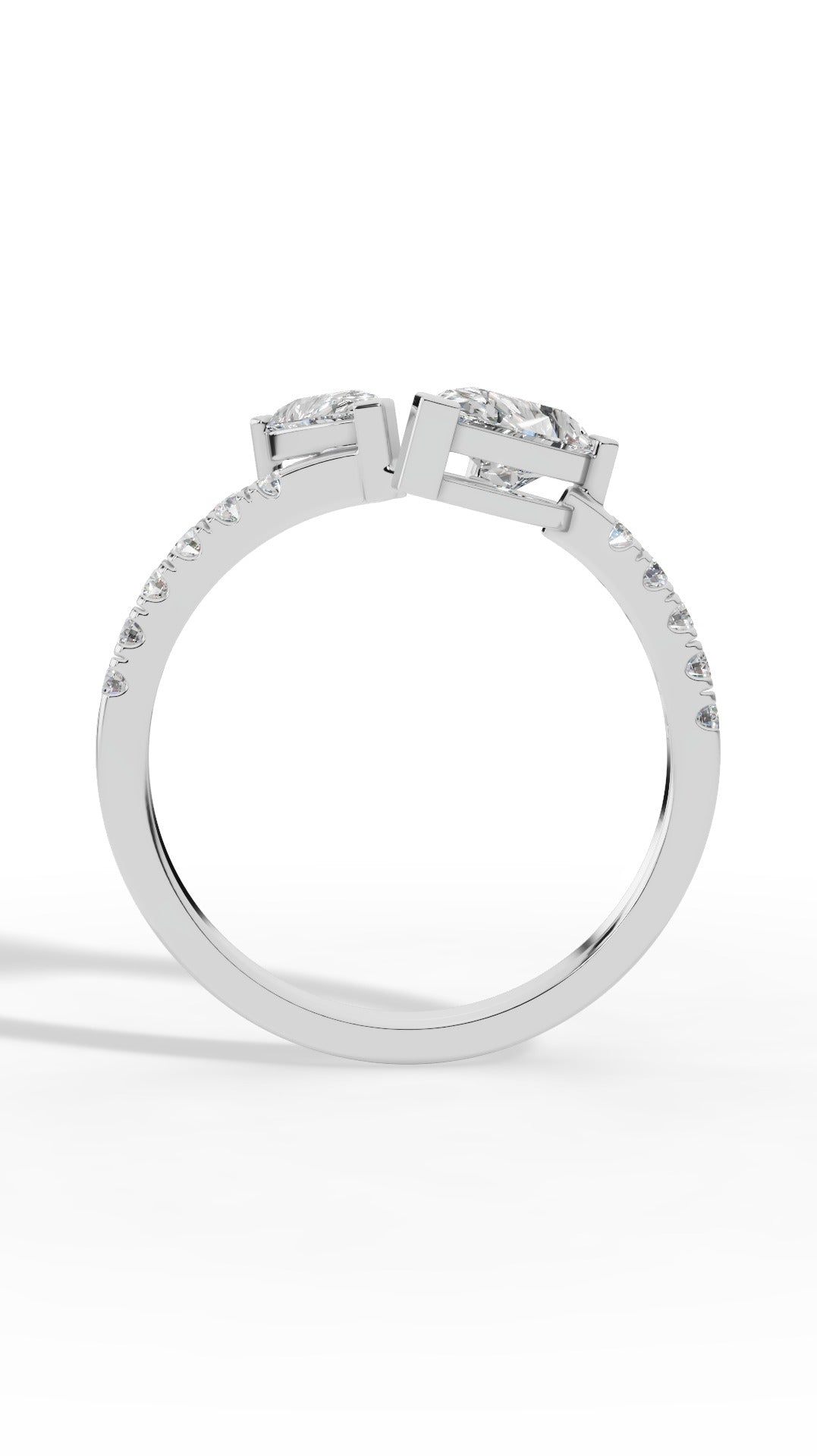 Toi Et Moi Pear Cut Ring 925 Sterling Silver 1.5 CTW