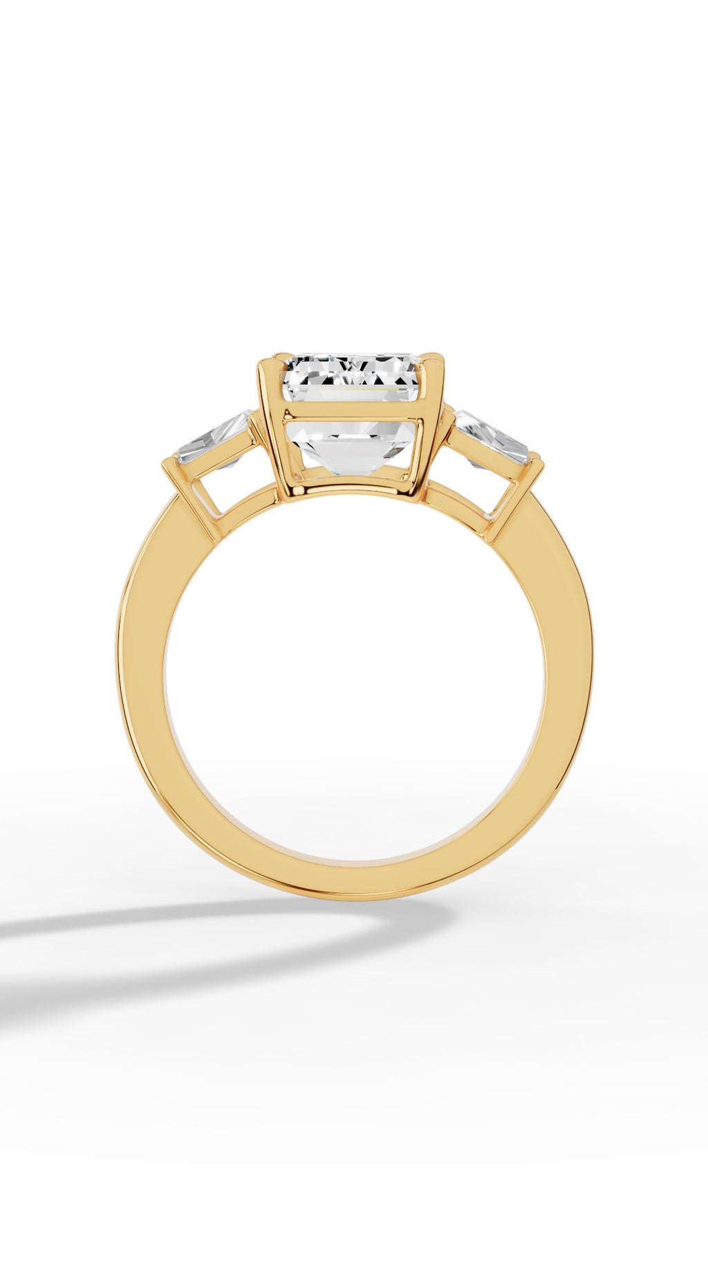 Tri Stone Emerald & Fancy Baguette Cut Ring 14K Yellow Gold 5.5 CTW