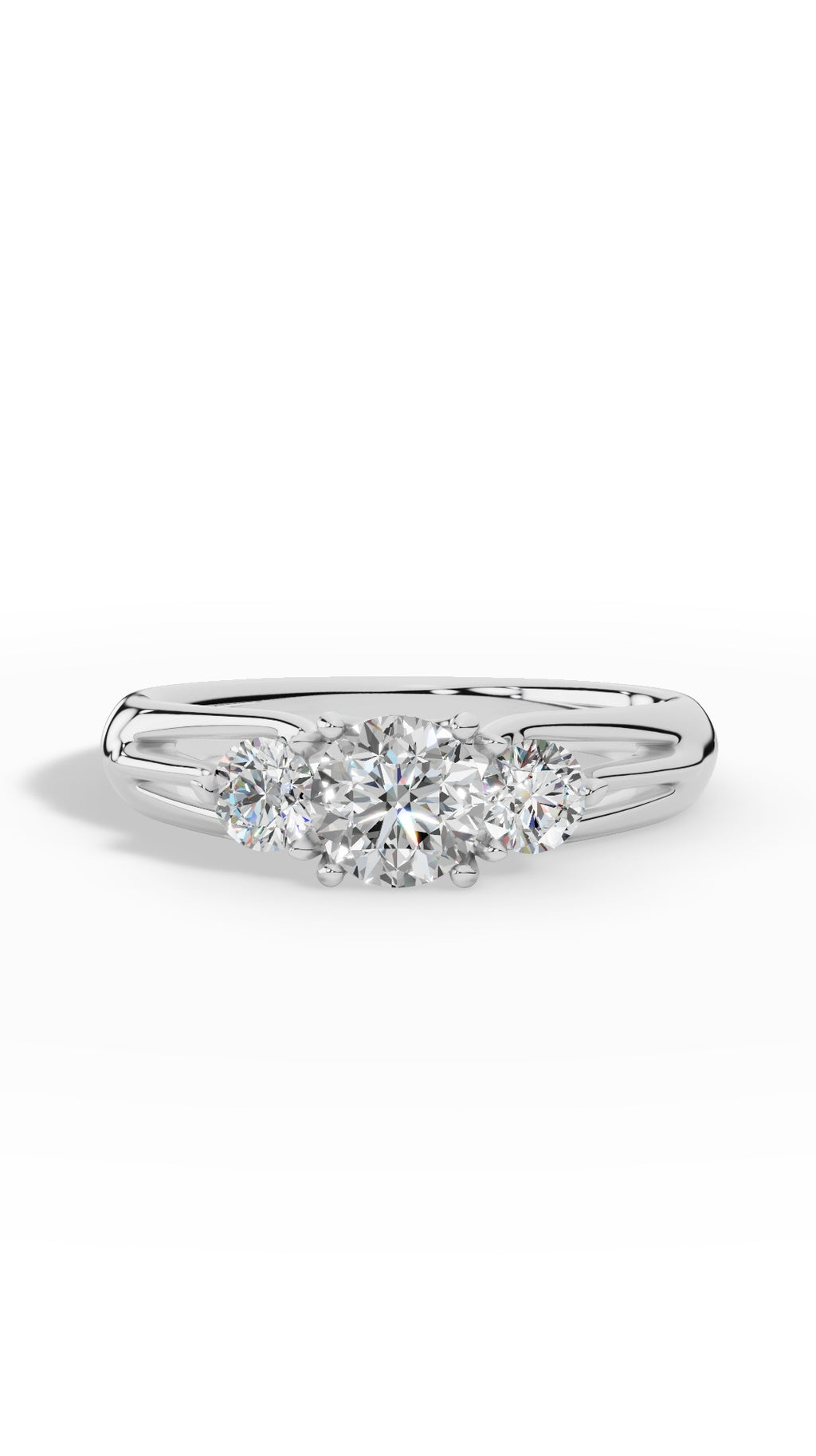 Trinity Ring With Brilliant Round Cut 10K White Gold 1.0 CTW