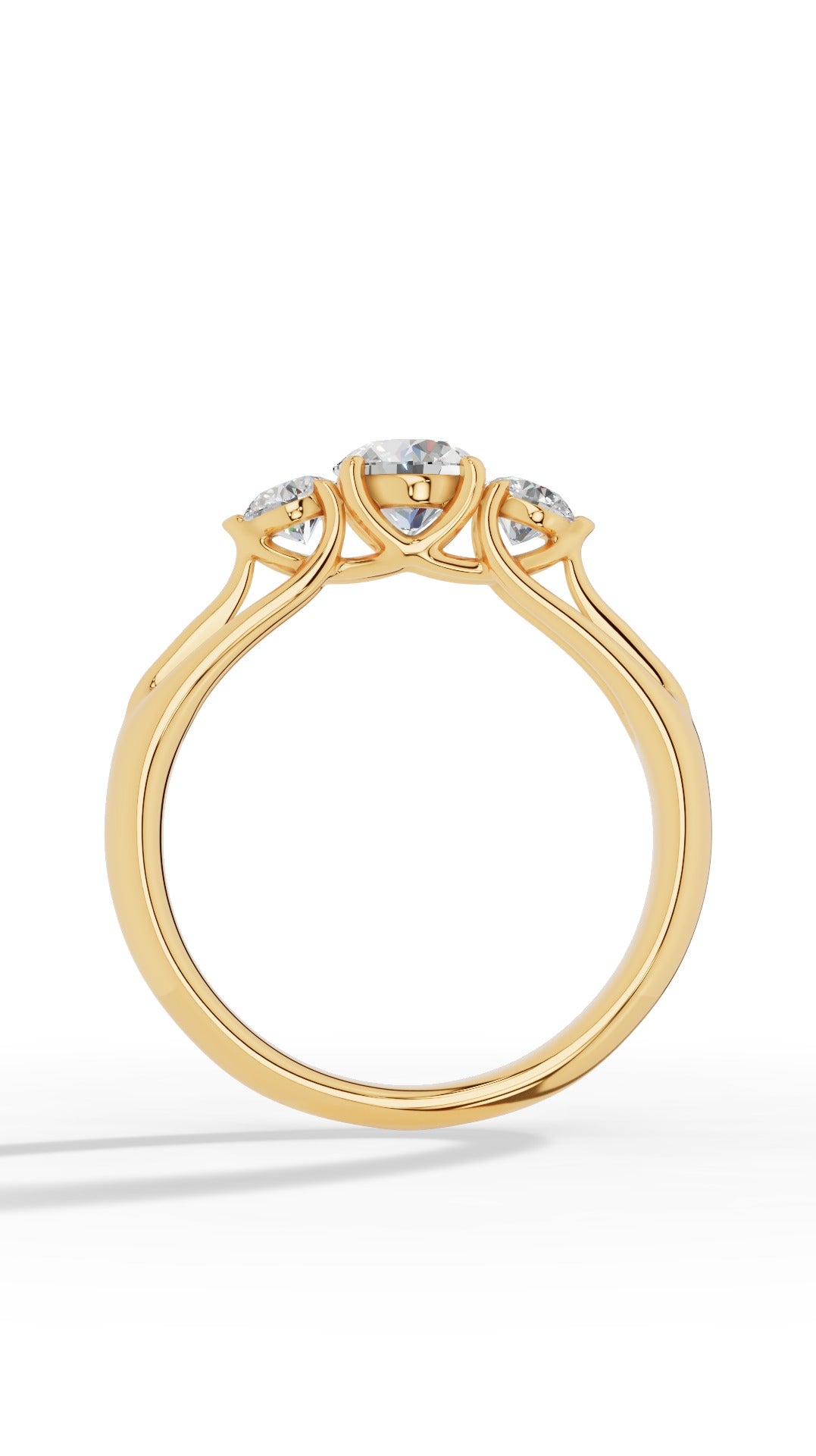Trinity Ring With Brilliant Round Cut 10K Yellow Gold 1.0 CTW