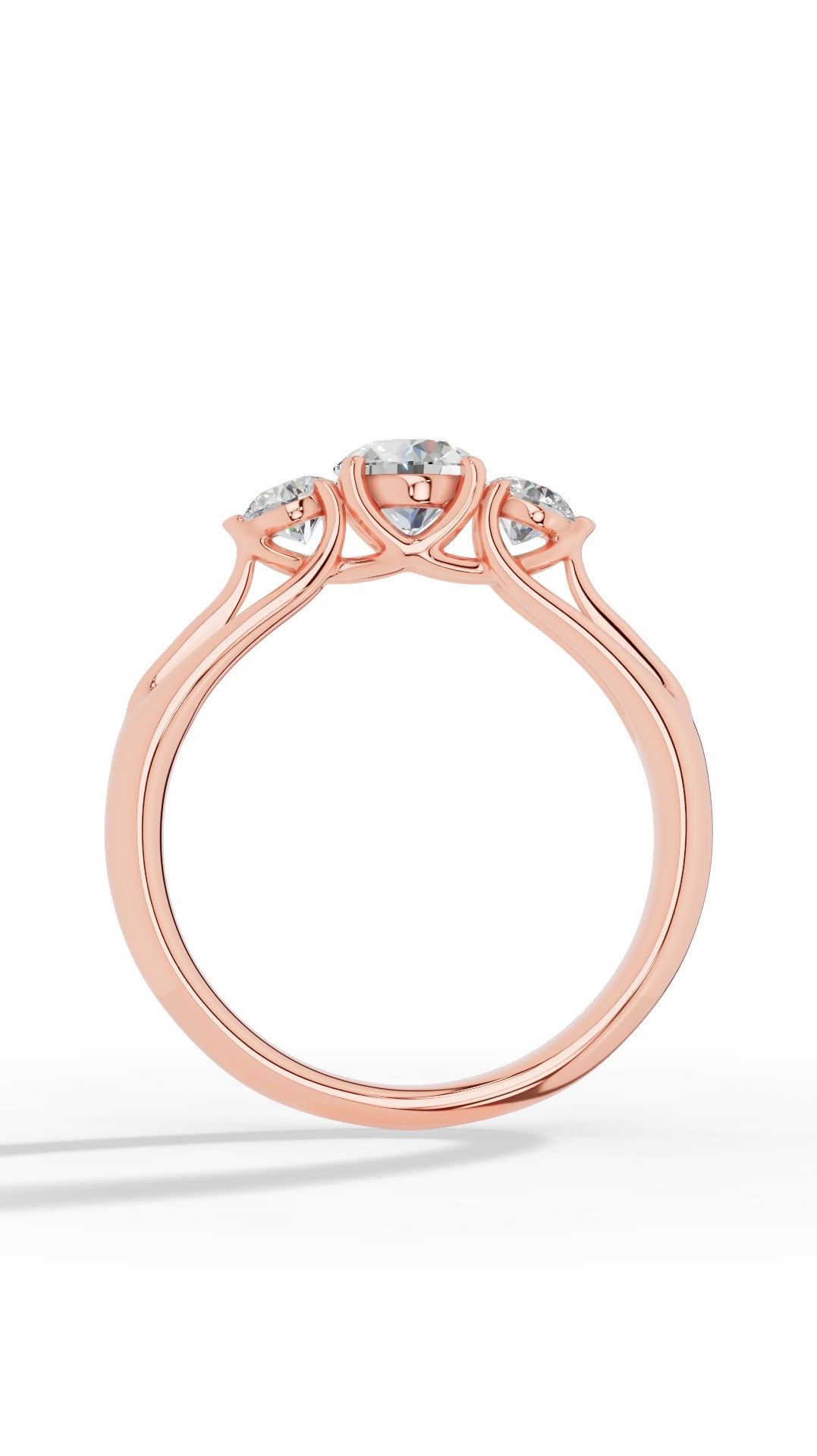 Trinity Ring With Brilliant Round Cut 14K Rose Gold 1.0 CTW