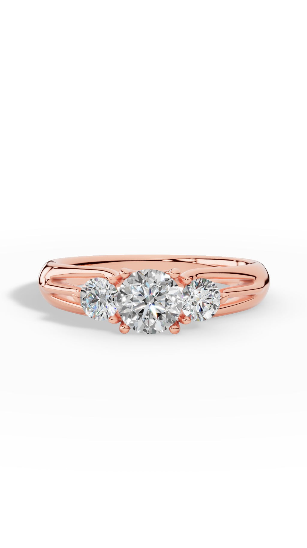 Trinity Ring With Brilliant Round Cut 14K Rose Gold 1.0 CTW