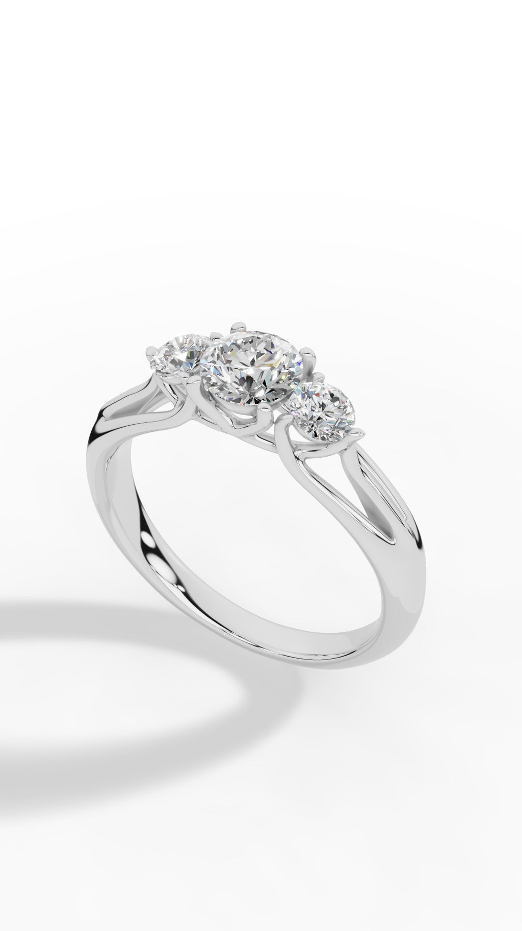 Trinity Ring With Brilliant Round Cut 14K White Gold 1.0 CTW