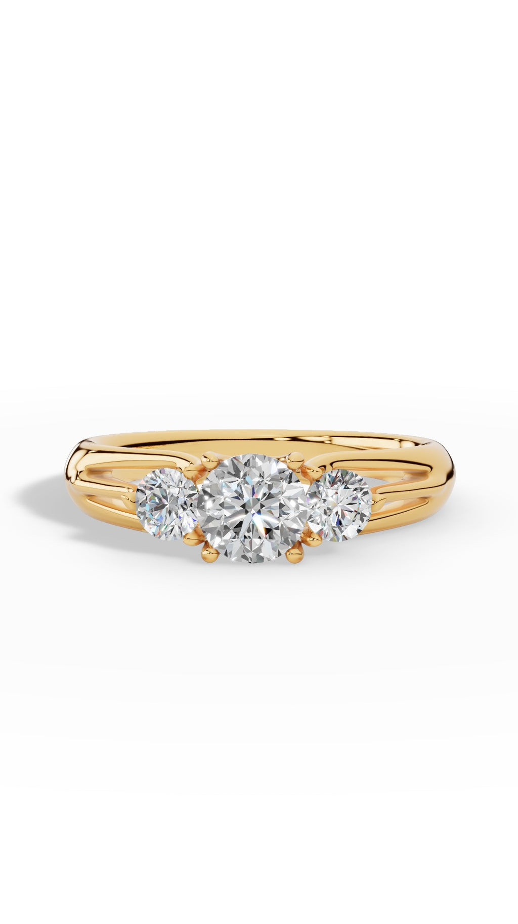 Trinity Ring With Brilliant Round Cut 14K Yellow Gold 1.0 CTW
