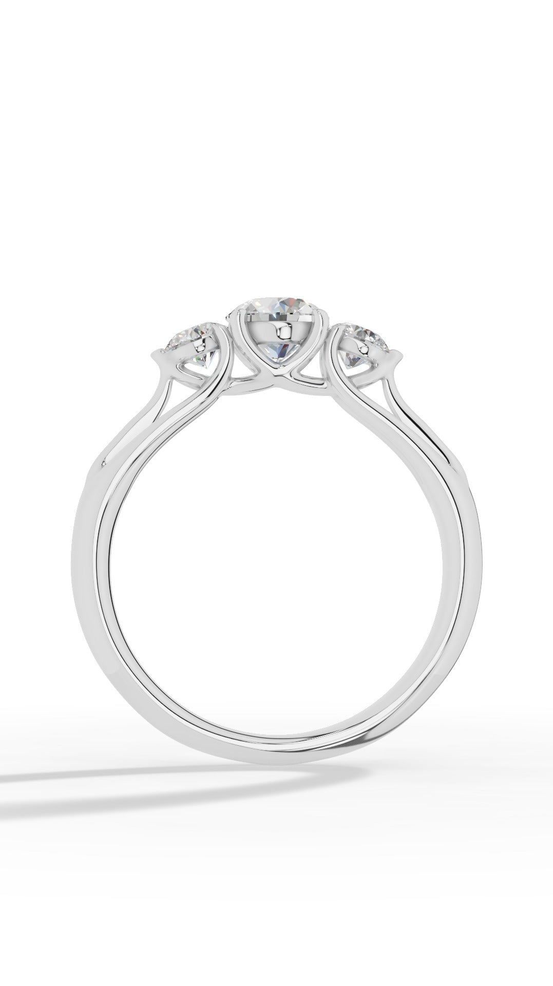 Trinity Ring With Brilliant Round Cut 18K White Gold 1.0 CTW