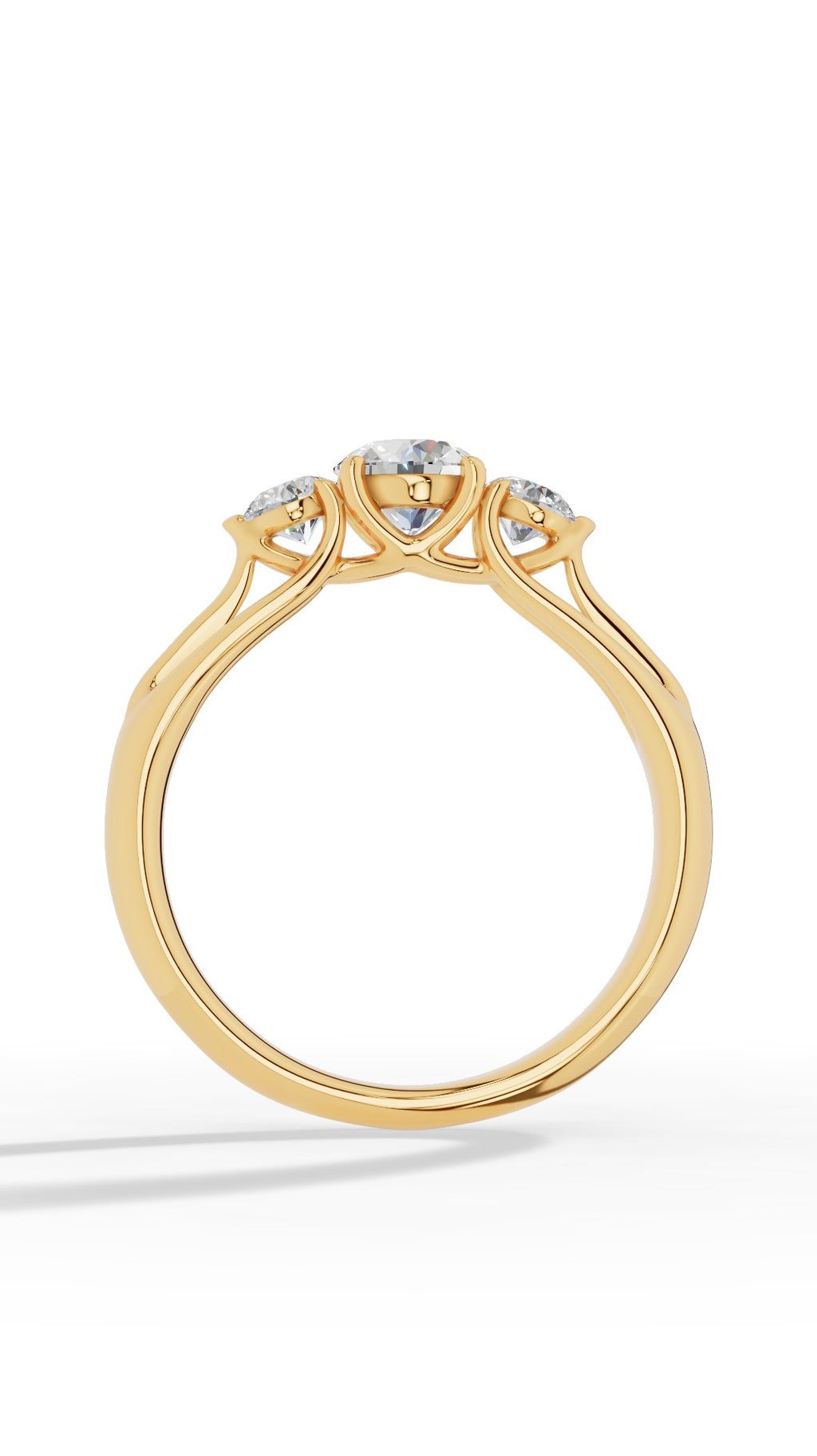 Trinity Ring With Brilliant Round Cut 18K Yellow Gold 1.0 CTW