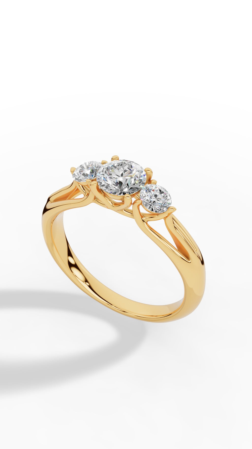 Trinity Ring With Brilliant Round Cut 18K Yellow Gold 1.0 CTW
