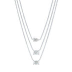 Tripple Layered Necklace In Emerald & Pear Cut Lab Grown Diamond