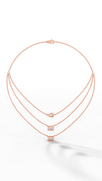 Tripple Layered Necklace In Emerald & Pear Cut Lab Grown Diamond rose gold back