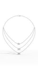 Tripple Layered Necklace In Emerald & Pear Cut Lab Grown Diamond