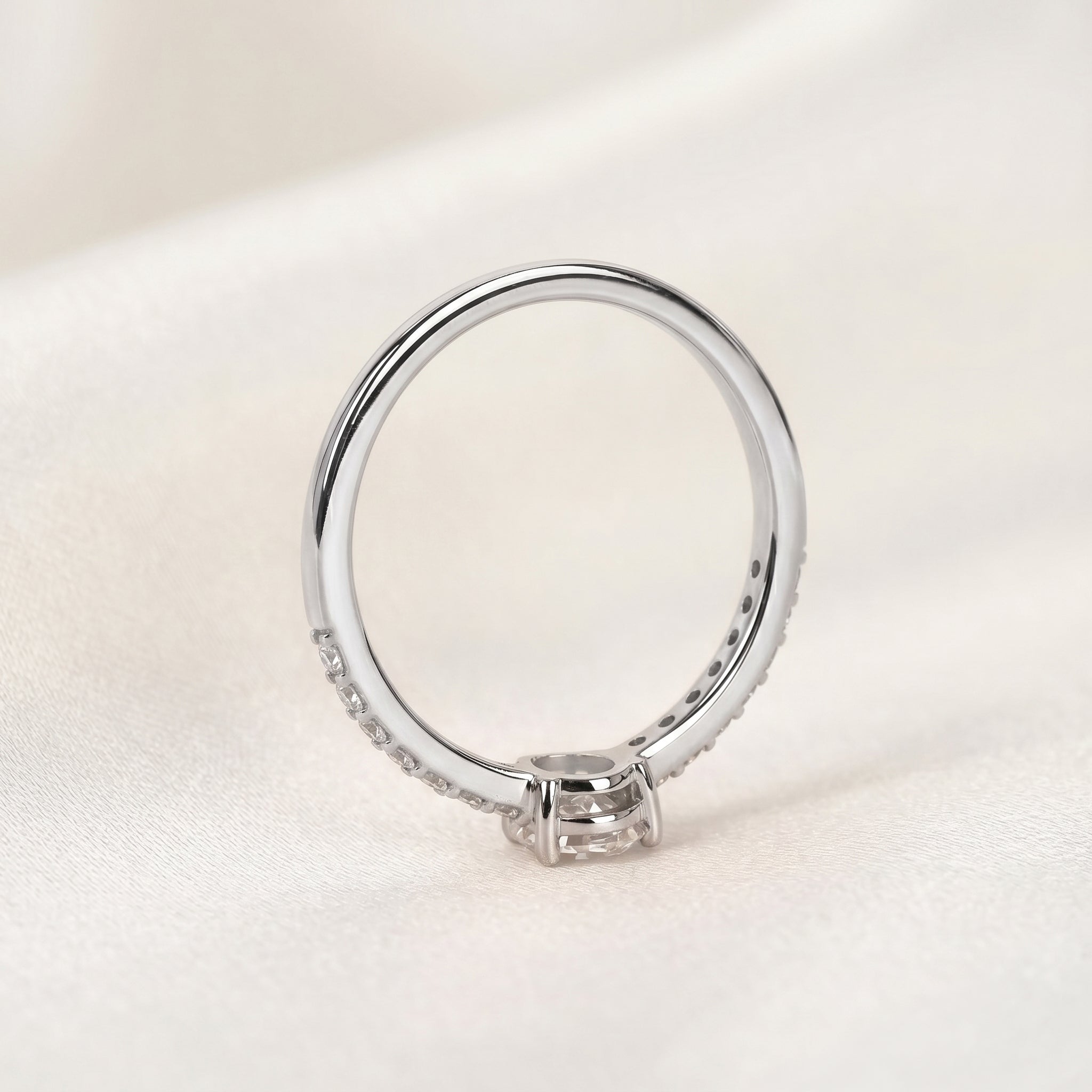 Vintage Pear Lab Grown Diamond Side Stone Ring in 10K White Gold 0.68 CTW