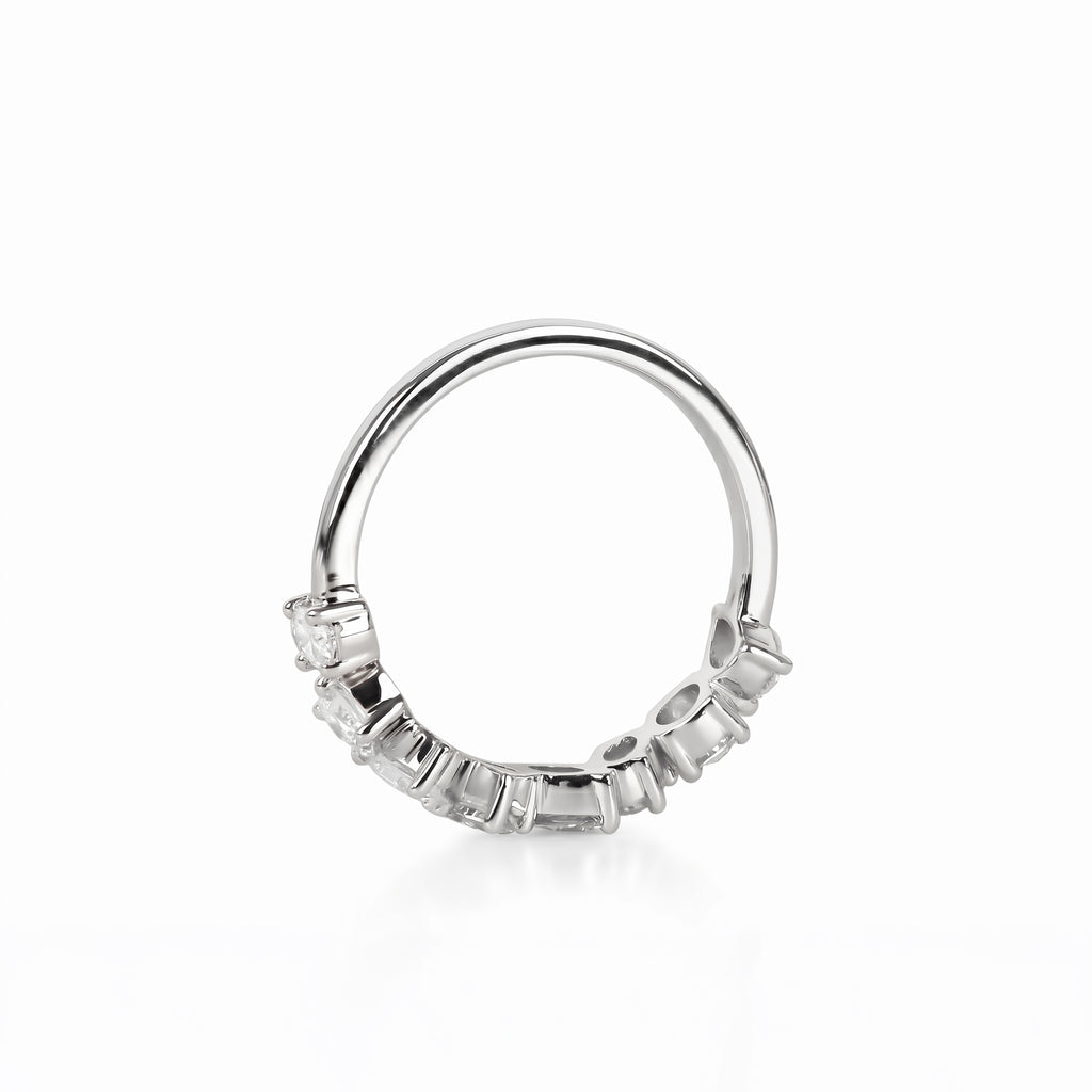 Multi-Shape Diamond Half Eternity Band in 14K White Gold 1.01 CTW