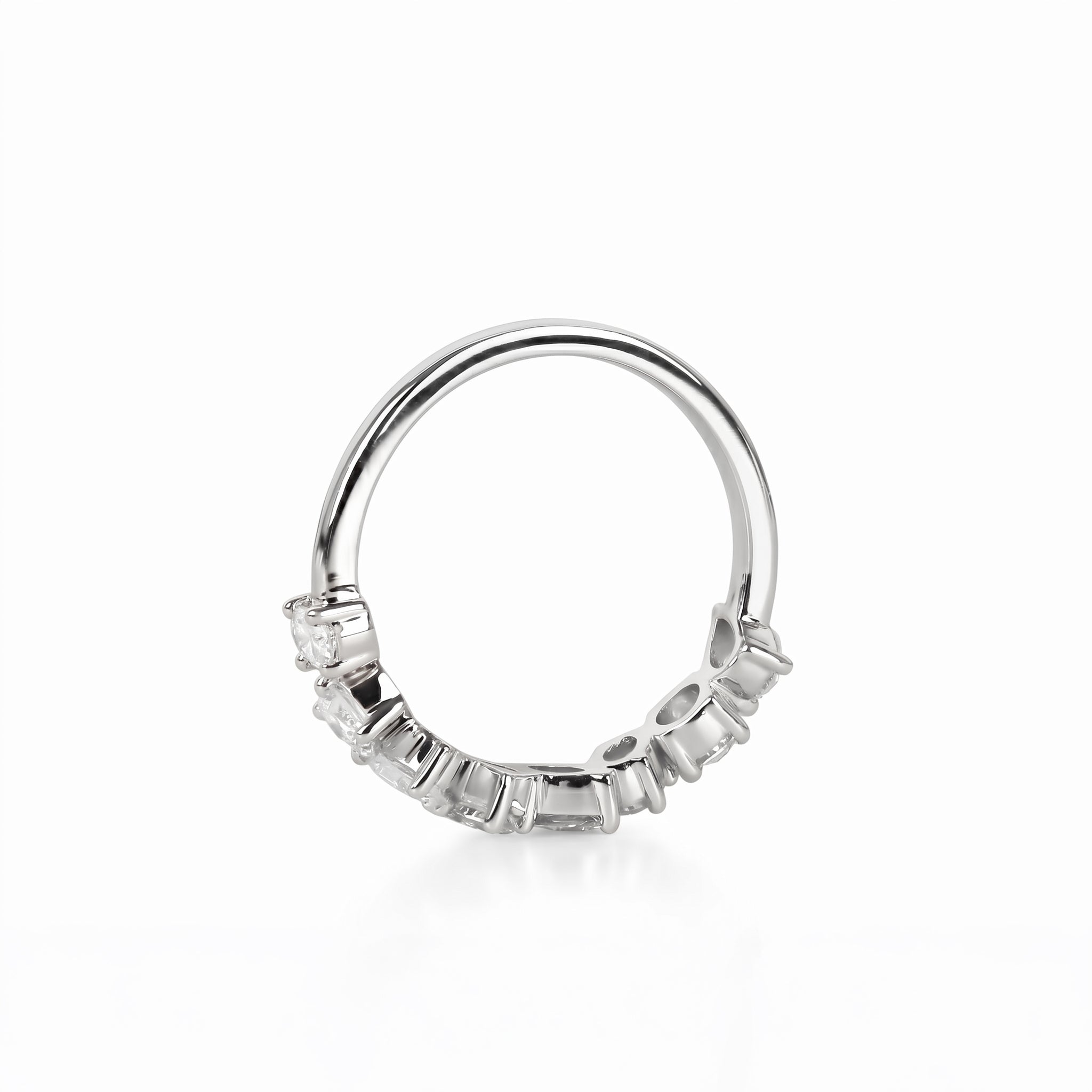 Multi-Shape Diamond Half Eternity Band in 14K White Gold 1.01 CTW