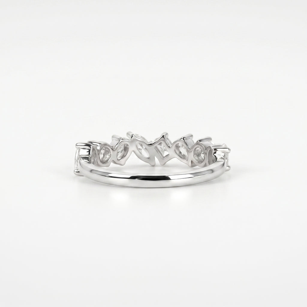 Multi-Shape Diamond Half Eternity Band in 14K White Gold 1.01 CTW