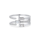 Waterfall Ring In Baguette & Brilliant Round Cut Lab Grown Diamond