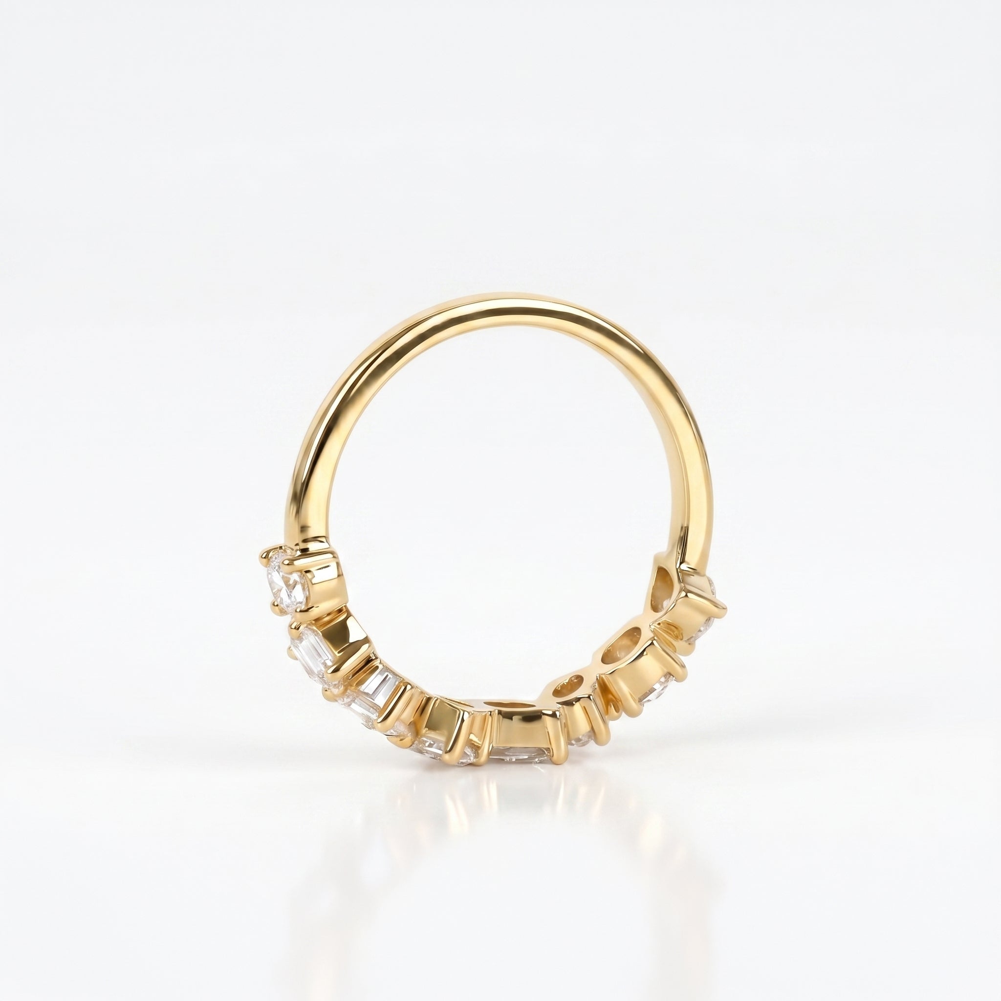 Multi-Shape Diamond Half Eternity Band in 14K Yellow Gold 1.01 CTW