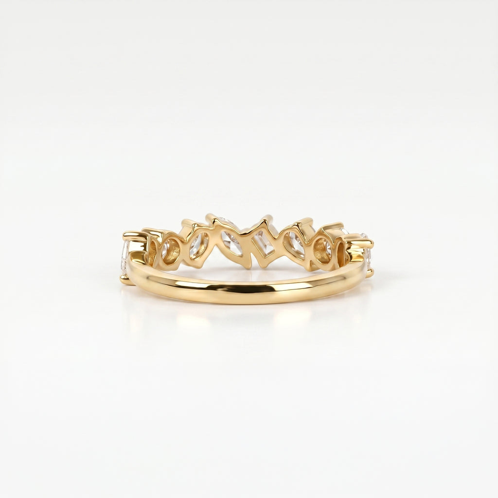 Multi-Shape Diamond Half Eternity Band in 14K Yellow Gold 1.01 CTW