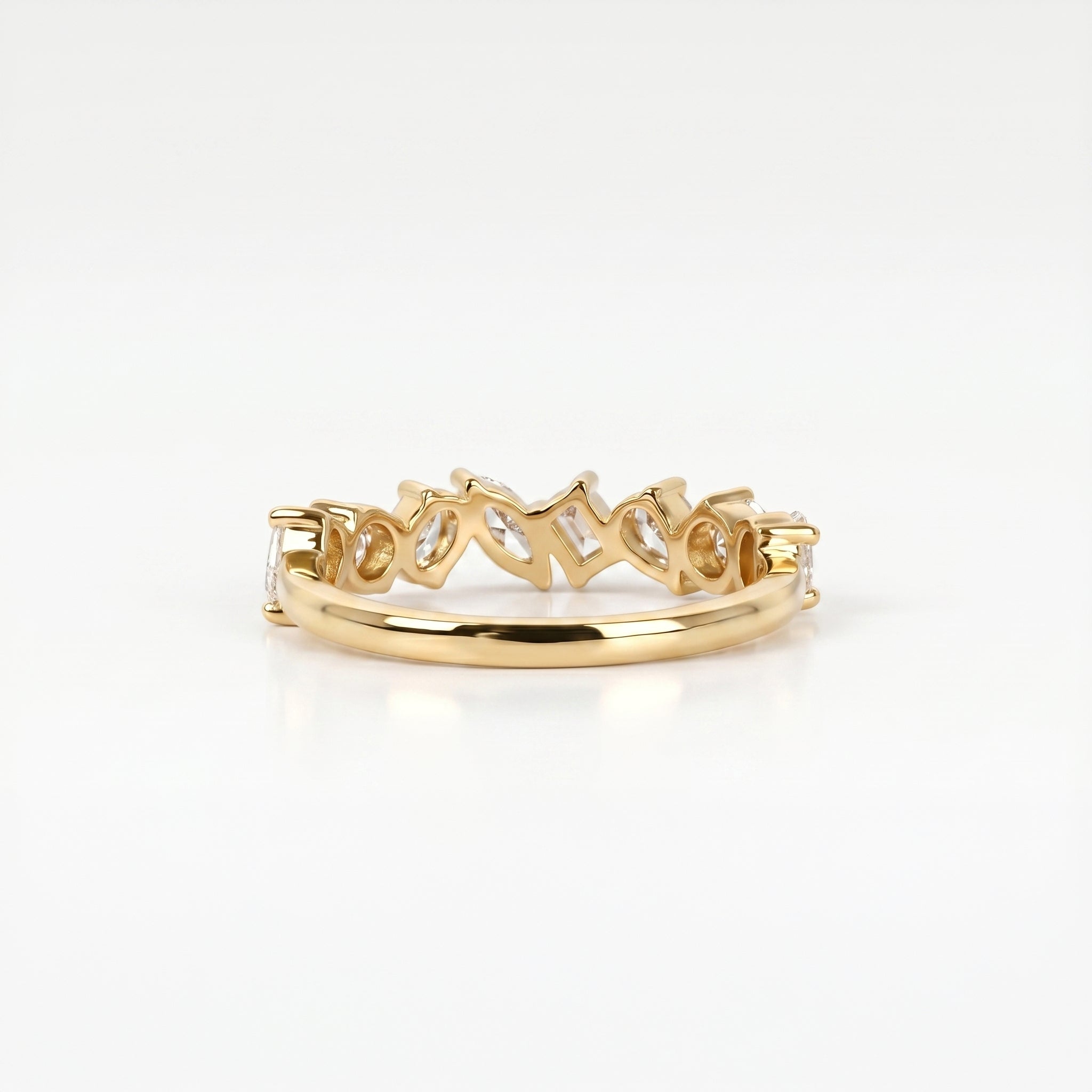 Multi-Shape Diamond Half Eternity Band in 14K Yellow Gold 1.01 CTW