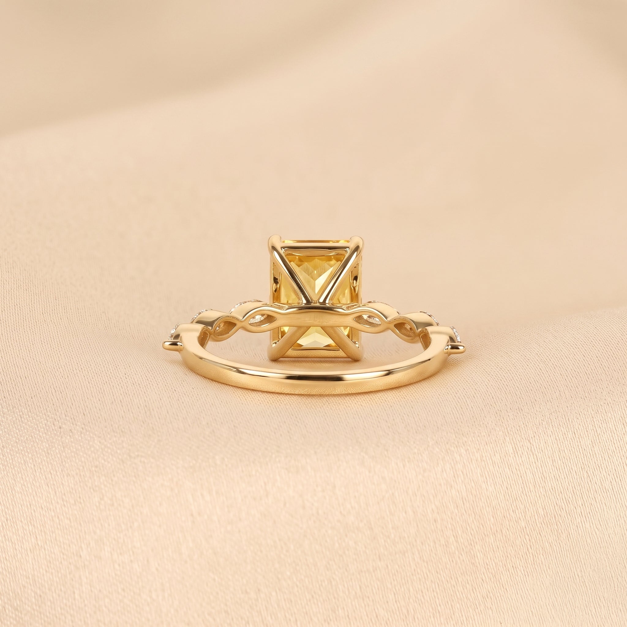 Yellow Gemstone Radiant & Marquise Lab Grown Diamond Side Stone Ring in 10K Yellow Gold 3.20 CTW